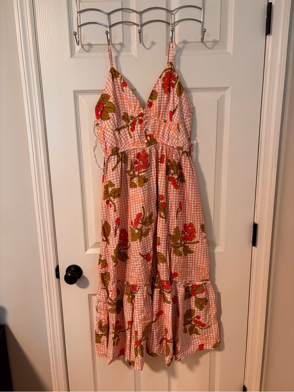 Floral Pink Gingham Tiered Sundress